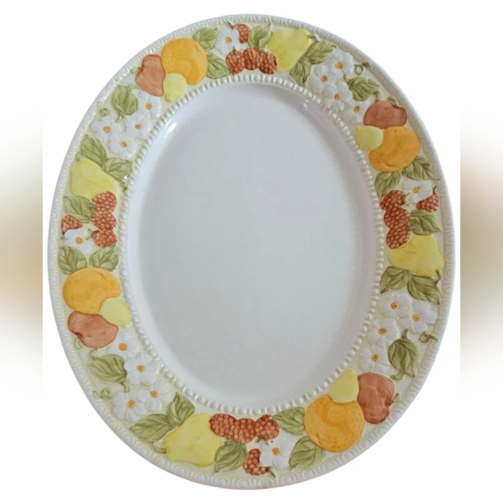 Vintage Metlox 14.5" Serving Platter Della Robbia Fruit Vernon Ware USA 1970's​ - Picture 2 of 6